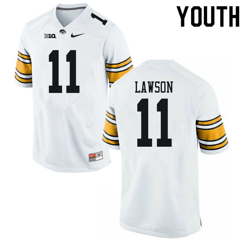 Youth #11 AJ Lawson Iowa Hawkeyes College Football Jerseys Sale-White - Click Image to Close